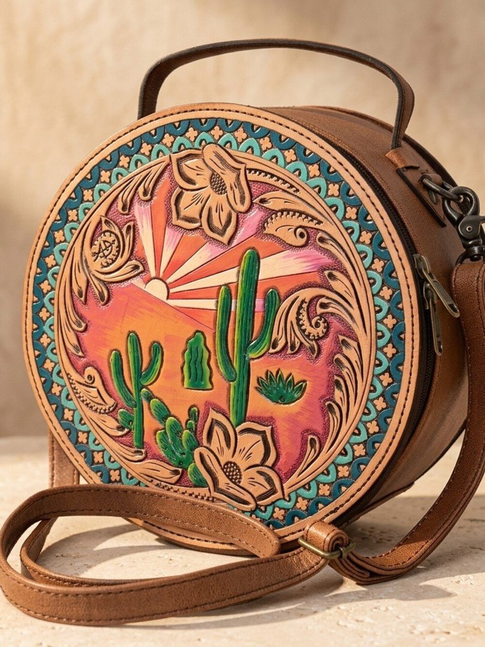 American Darling Desert Sunrise Tooled Crossbody - Picture 5 of 5